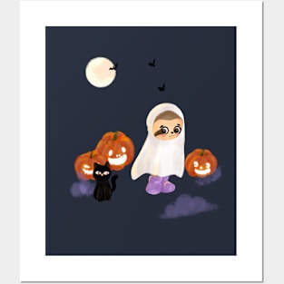 trick or treat cute litle sloth in gost costume Posters and Art